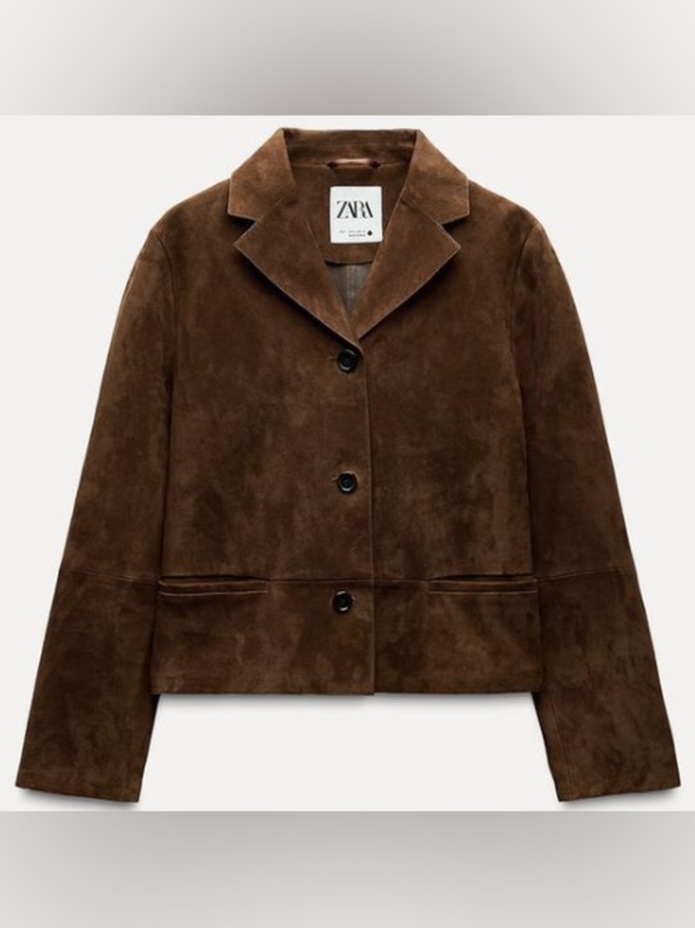 Zara Viral Brown Genuine Suede Jacket in Brown